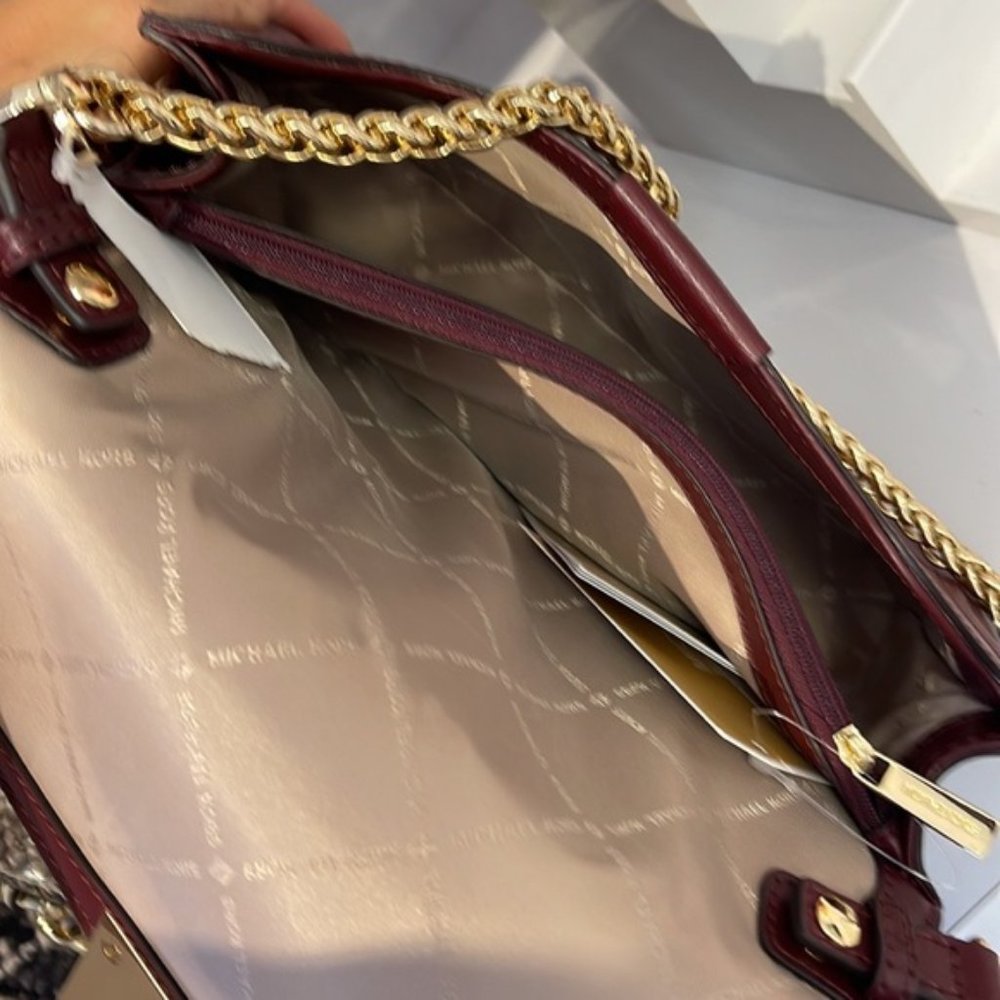 Michael Kors Sonia Medium Leather Shoulder Bag Merlot - Picture 5 of 16